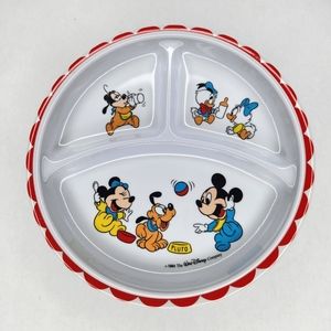 Vintage 1984 Disney Mickey Mouse Baby Toddler Child Divided Plastic Plate